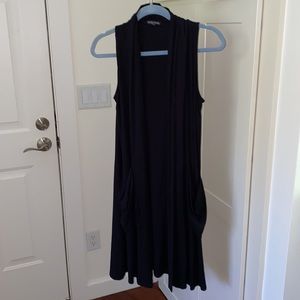 Eileen Fisher Black Viscose/Spandex Long Vest. Size M.